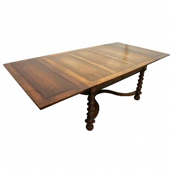 Antique Jacobean Style Oak Pull Out Dining Table