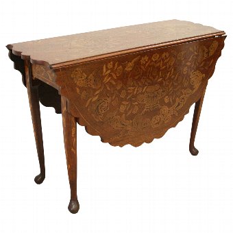 Dutch Mahogany and Marquetry Drop Leaf Table