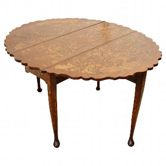 Antique Dutch Mahogany and Marquetry Drop Leaf Table