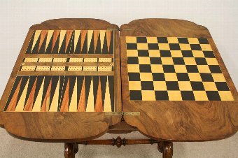 Antique Victorian Walnut Work Table/Games Table