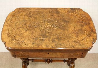 Antique Victorian Walnut Work Table/Games Table