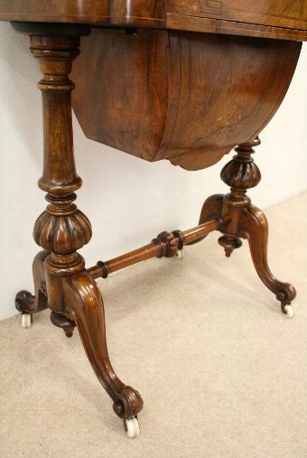 Antique Victorian Walnut Work Table/Games Table