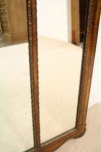 Antique George III Style Walnut Triptych Overmantel Mirror