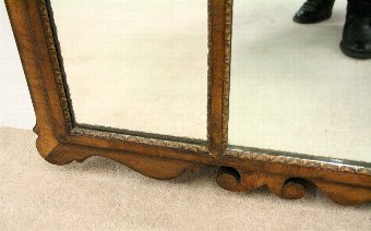Antique George III Style Walnut Triptych Overmantel Mirror