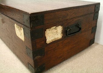 Antique Edwardian Oak Silver Trunk