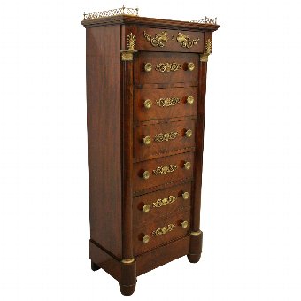 French Empire Style Tall Chest of Drawers