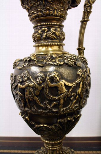 Antique Pair of Italian Cast Brass Jugs/Ewers
