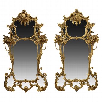 Pair of Rococo Style Gilt Mirrors
