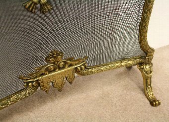 Antique French Brass and Mesh Fire Screen