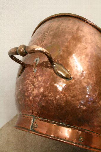 Antique Copper Helmet Coal Hod