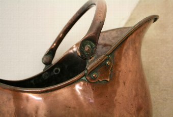 Antique Copper Helmet Coal Hod