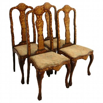 Set of 4 Dutch Marquetry Chairs
