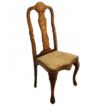 Antique Set of 4 Dutch Marquetry Chairs