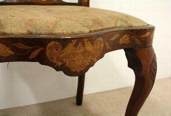 Antique Set of 4 Dutch Marquetry Chairs
