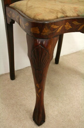 Antique Set of 4 Dutch Marquetry Chairs