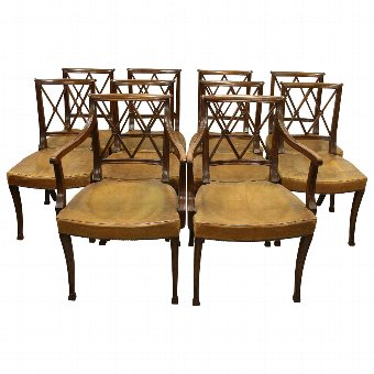 Set of 10 Hepplewhite Style Mahogany Dining Chairs