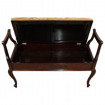 Antique Edwardian Mahogany Duet Piano Stool
