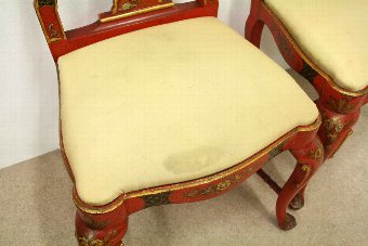 Antique Pair of George II Style Chinoiserie Side Chairs