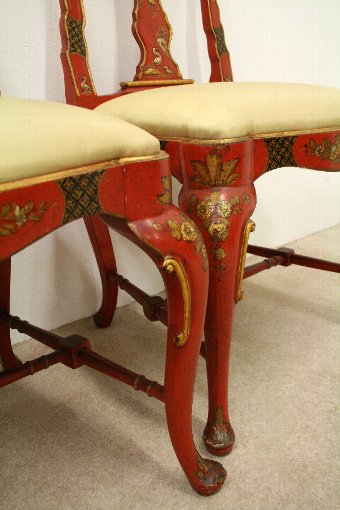 Antique Pair of George II Style Chinoiserie Side Chairs