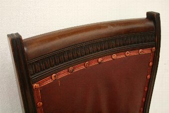 Antique Set of 6 Victorian Mahogany and Leather Dining Chairs