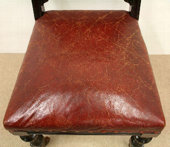 Antique Set of 6 Victorian Mahogany and Leather Dining Chairs
