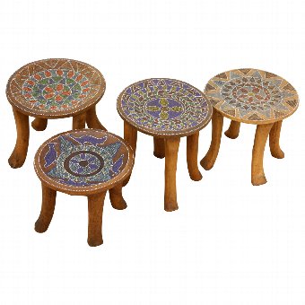 Set of 4 African Stools
