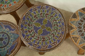 Antique Set of 4 African Stools