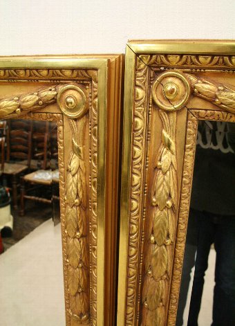 Antique Large Pair of Carved and Gilded Mirrors