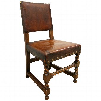Antique Set of 8 Jacobean Style Oak Dining Chairs