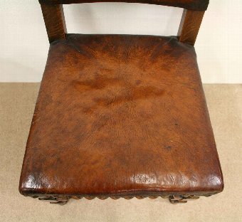 Antique Set of 8 Jacobean Style Oak Dining Chairs