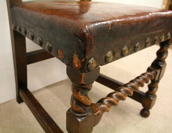 Antique Set of 8 Jacobean Style Oak Dining Chairs