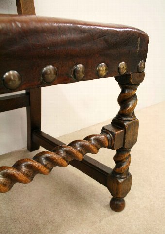 Antique Set of 8 Jacobean Style Oak Dining Chairs