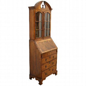 George I Style Yew and Walnut Bureau Bookcase