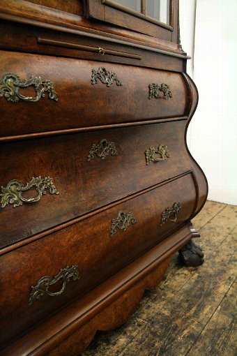 Antique Dutch Burr Wood Display Cabinet