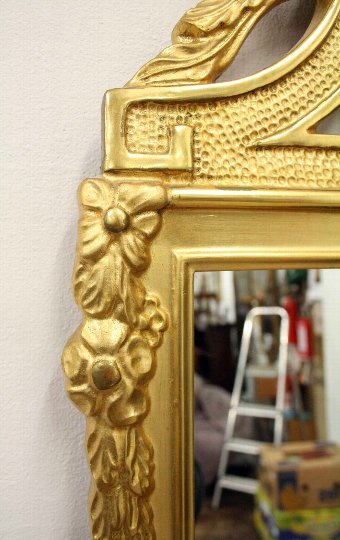 Antique Swedish Carved Gesso and Gilded Wall Mirror