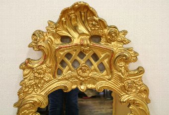 Antique Rococo Style Gilt Gesso Wall Mirror