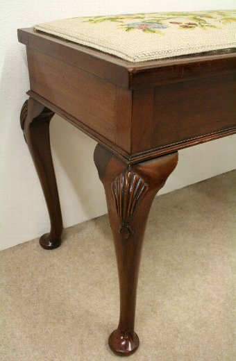 Antique Queen Anne Style Mahogany Duet Stool