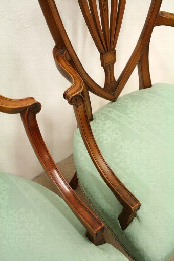 Antique Pair of Hepplewhite Style Satinwood Elbow Chairs