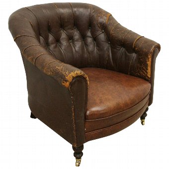 Victorian Brown Leather Tub Chair