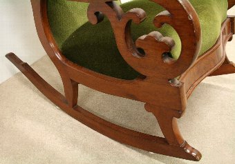 Antique Swedish Mahogany Framed Rocking Chair