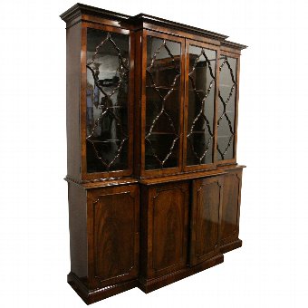 George III Style Mahogany 4 Door Cabinet Bookcase