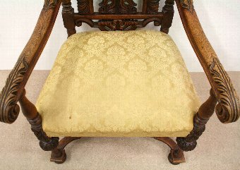 Antique Large Victorian Hall Chair/Throne Chair