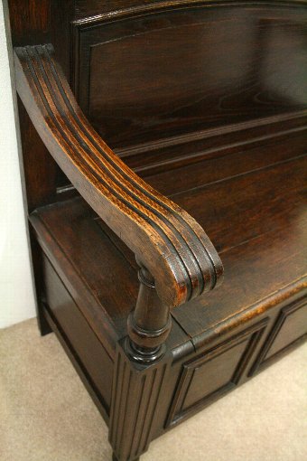 Antique Late Victorian Oak Monks Bench