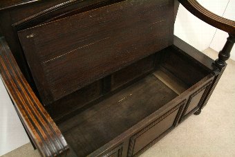 Antique Late Victorian Oak Monks Bench