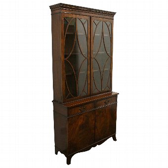 George II Style Tulipwood Cabinet Bookcase