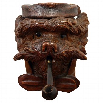 Antique Black Forest Dog Tobacco Jar