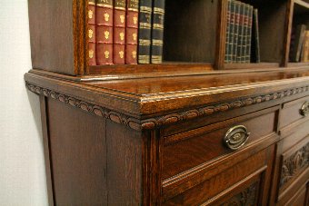 Antique Late Victorian Oak Library Bookcase