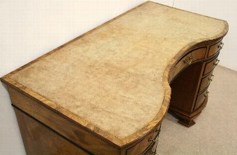 Antique Late Victorian Mahogany Serpentine Desk