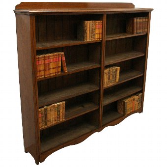 Oak Double Sectioned Open Bookcase