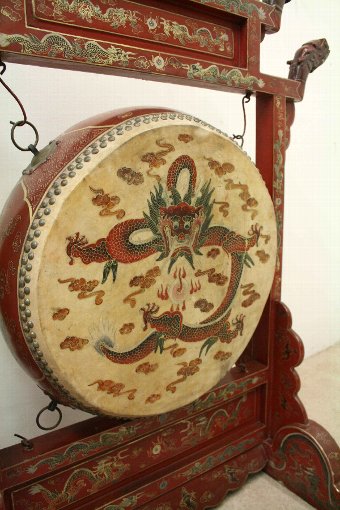 Antique Japanese Drum on Stand
